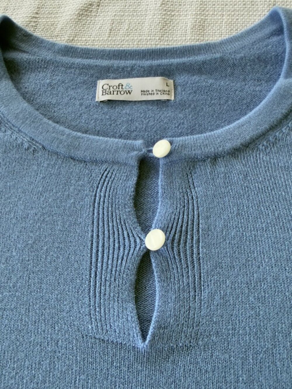 Croft Barrow NWT Blue Henley Long Sleeve Top Button Placket Women's Size L Kohls - Picture 8 of 14